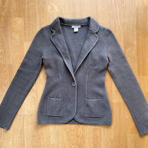 H&M grey knit ribbed sweater blazer/cardigan (XS)